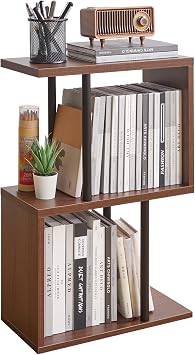 Aibiju S-Shaped Side Table, 3-Tier End Table with Open Storage Shelves, Non-Slip Feet, Modern Style Nightstand, Narrow Side Table for Small Space Living Room Bedroom Light Walnut YD-ST003LW