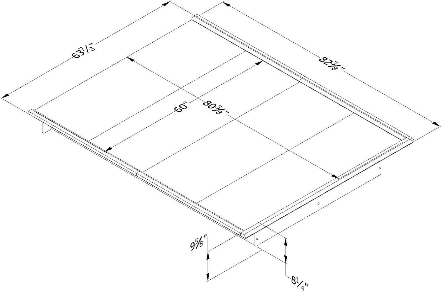 South Shore Step One Queen Platform Bed (60''), Soft Gray, 60",