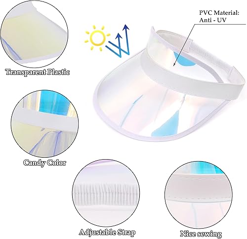 Miniatura 120 de Surkat Viseras solares transparentes de plástico con protección UV, sombrero para la cabeza, sombrero para golf, tenis, playa, ciclismo 1 paquete