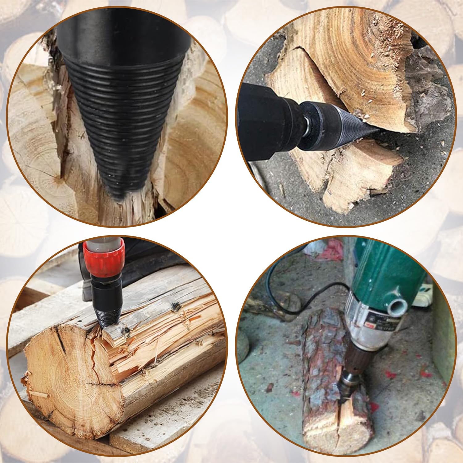 coni per spaccalegna, 42mm + 32mm Spaccalegna Cono di Legno, spaccalegna a spirale, Punta Spaccalegna, Trapano per Spaccalegna, Trapano Legna Ardere, Coni a Vite Spaccalegna, per Campeggio Domestico