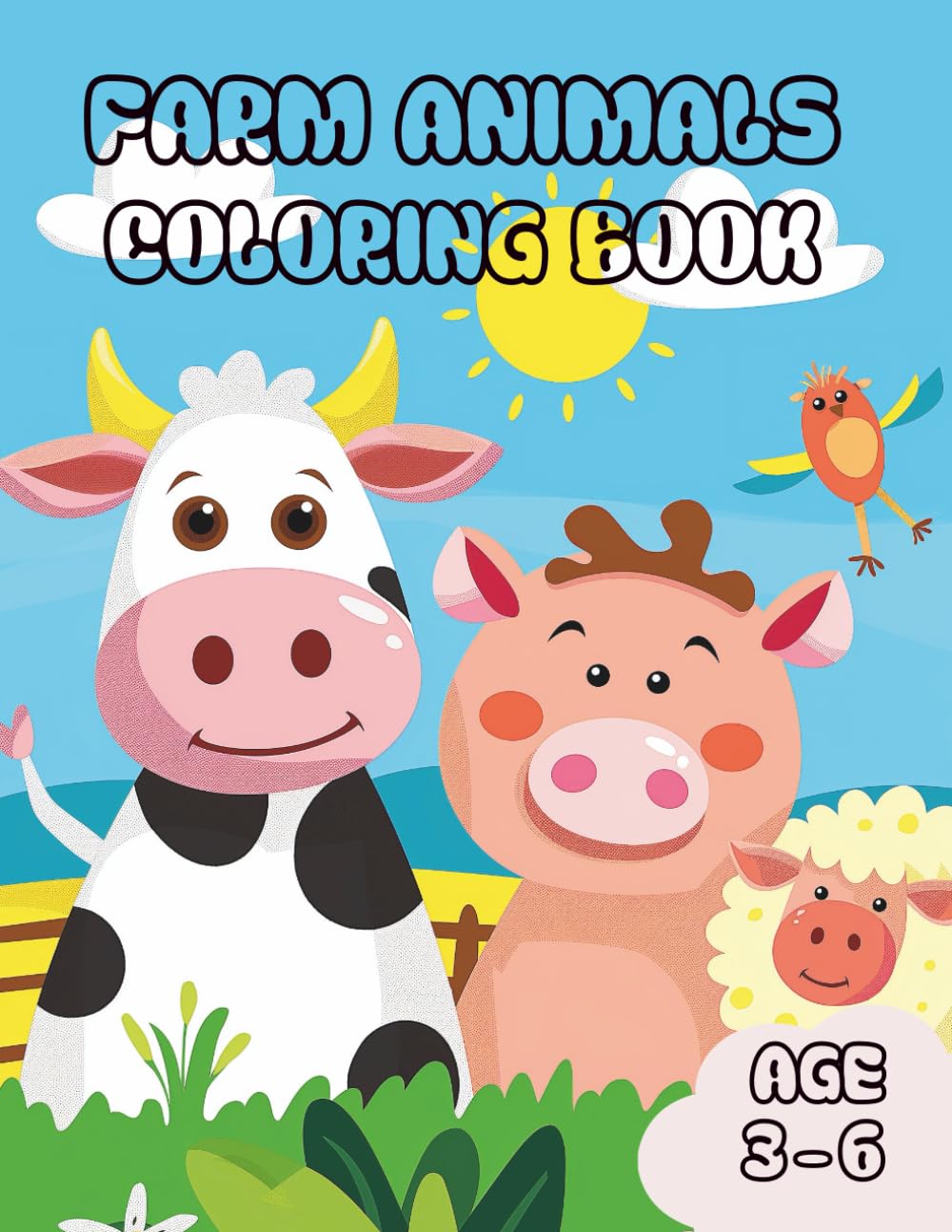 Farm Animals Coloring Book: For Kids Ages 3–6