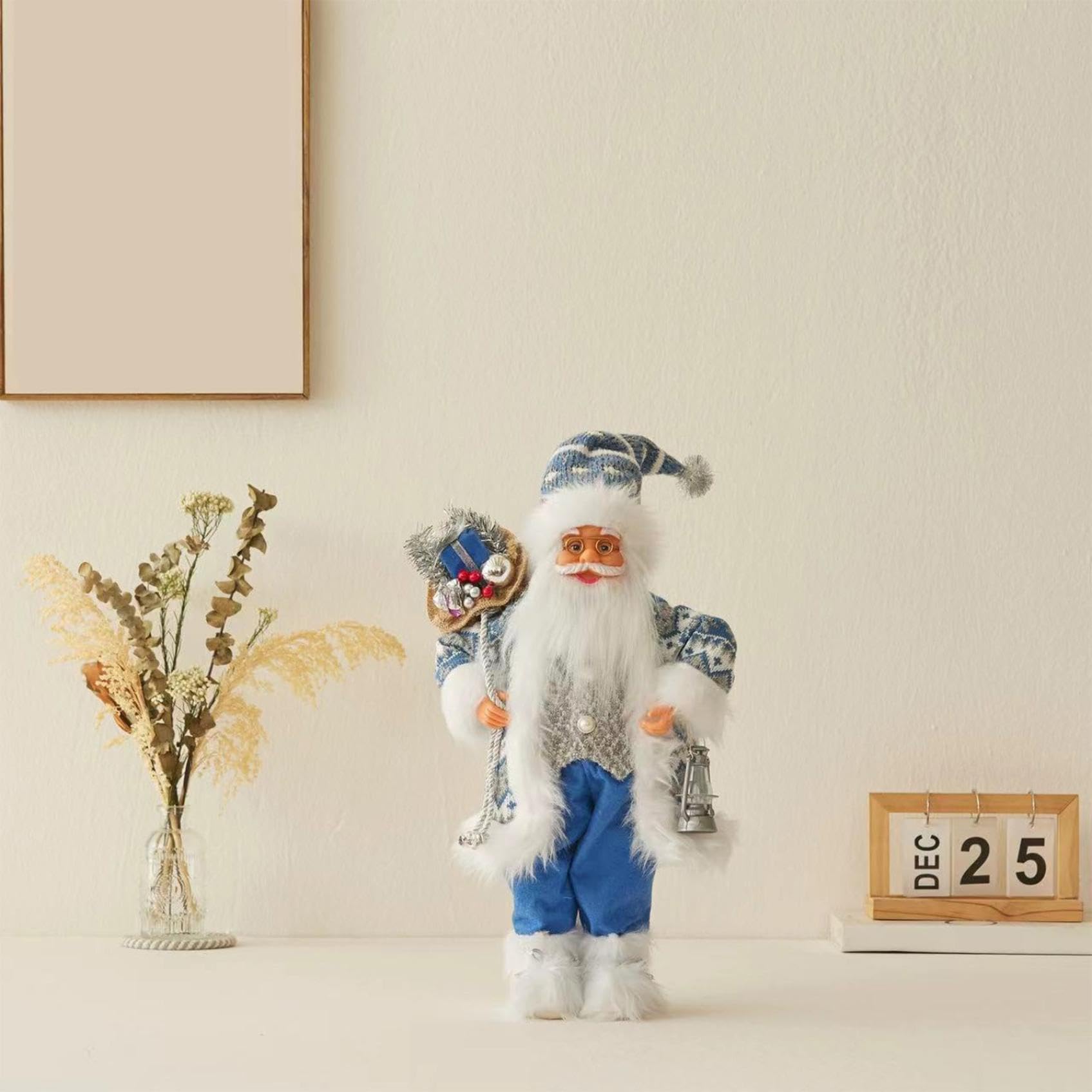 Generisch Standing Santa Claus Decorative Figure, Realistic Santa Claus Figures, Animated for Table Top, Figure, Ornaments, Christmas Party (A2)