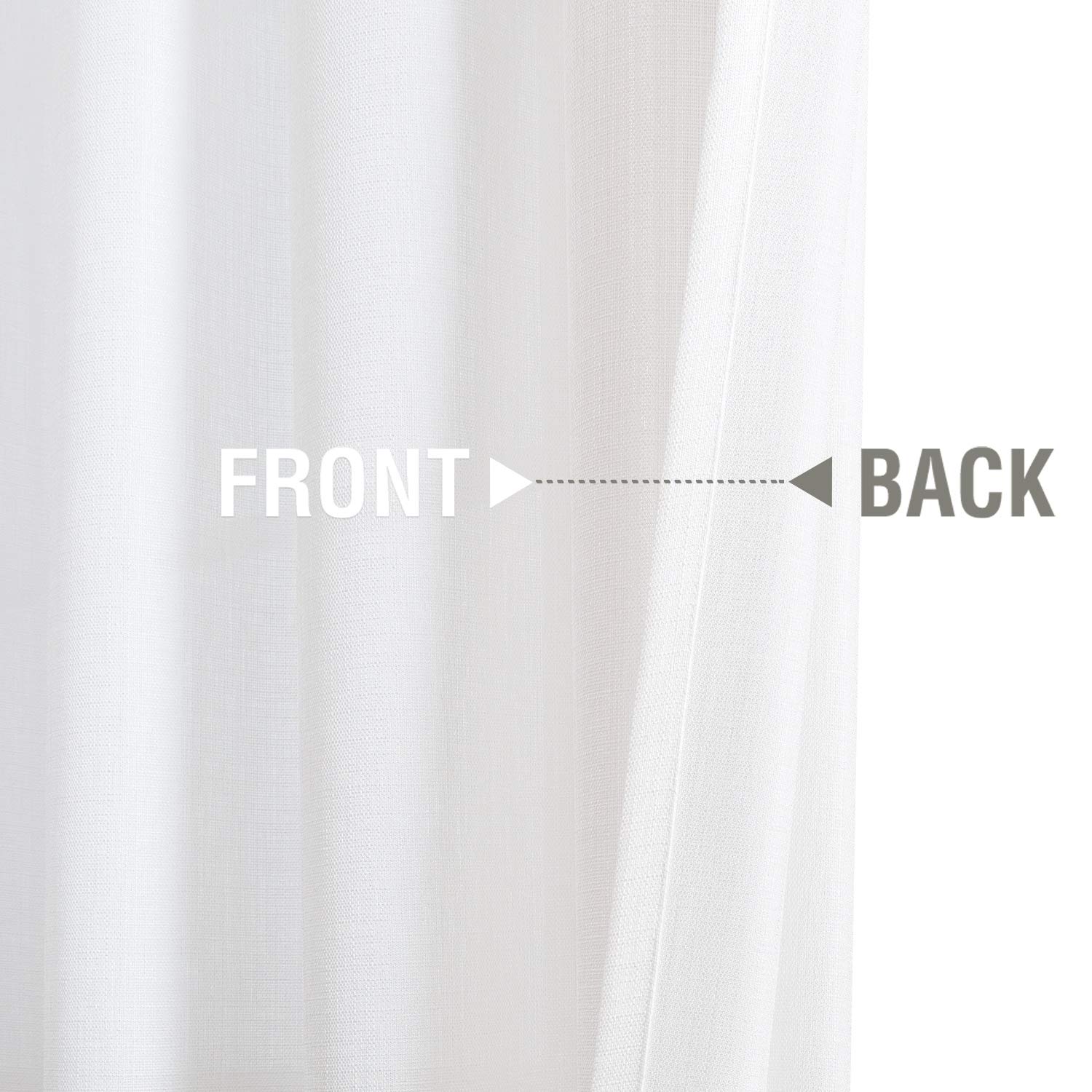 jinchan Privacy Semi Sheer White Curtains for Bedroom Casual Weave Window Curtains for Living Room Linen Drapes White Window Curtain 90 inch Long 2 Panels