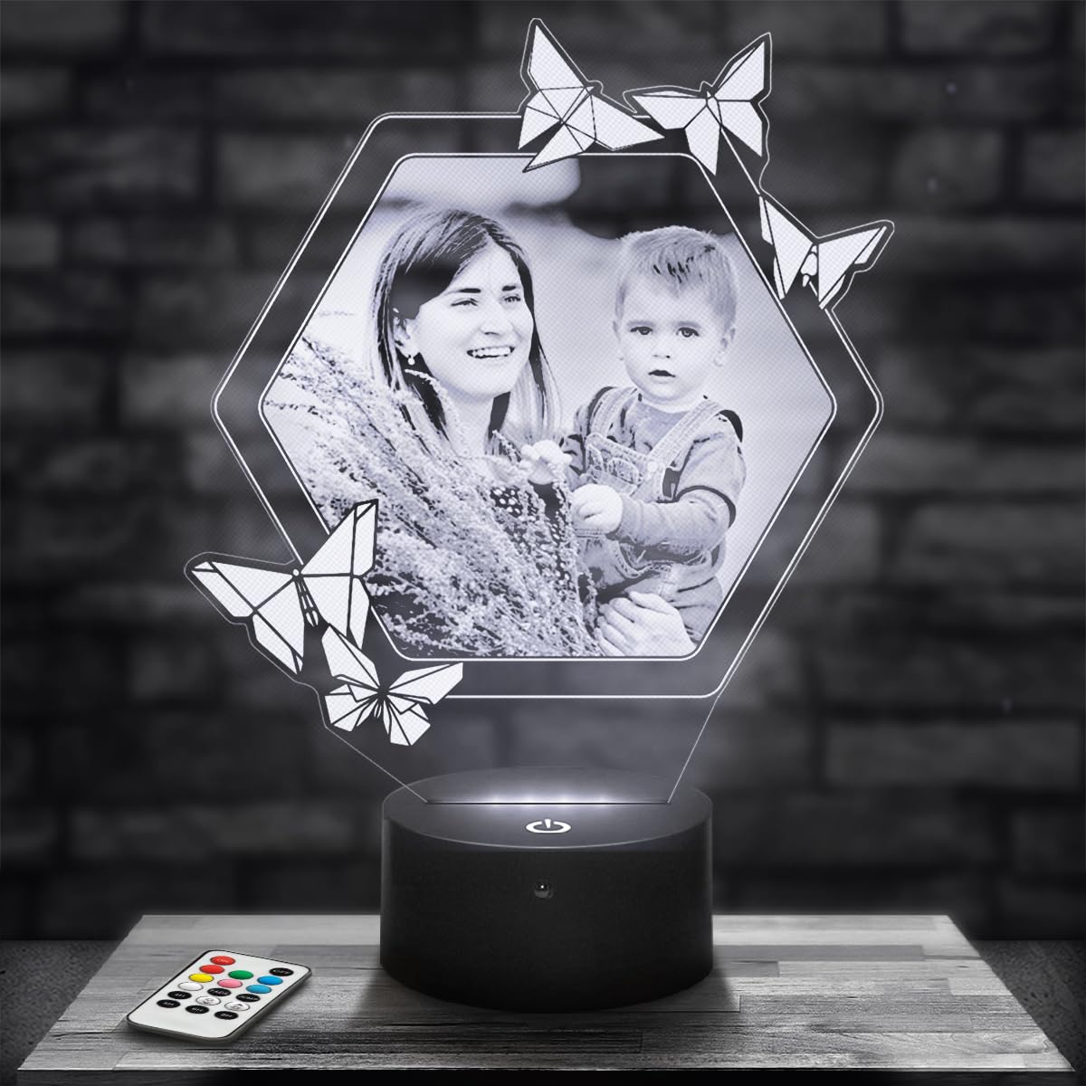 Lampephoto.fr – Personalized Origami Photo Lamp for Women, Laser Engraved, Customizable Text, Personalized Picture Lamp, Gift Idea for Women, Christmas, Gift, Birthday Gift — image 1