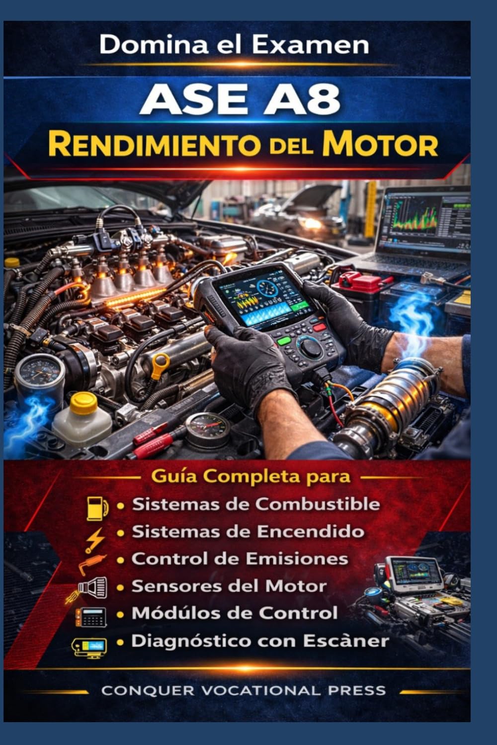 Domina el Examen ASE A8 Rendimiento del Motor: Guía Completa para Sistemas de Combustible, Sistemas de Encendido, Control de Emisiones, Sensores del ... y Diagnóstico con Escáner (Automotive Exams)