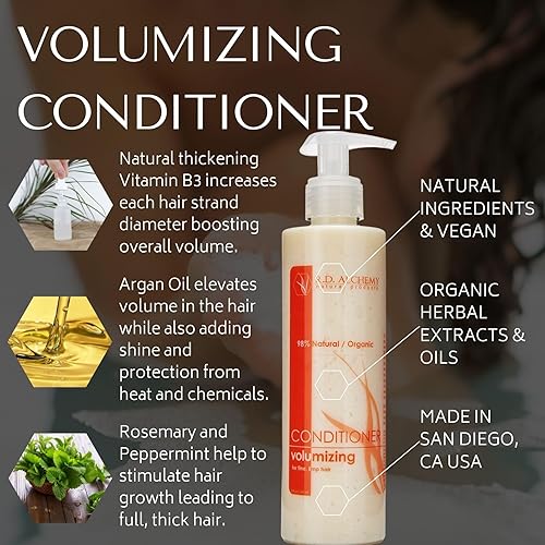 Miniatura 3 de RD Alchemy - Acondicionador voluminizador 98% natural y orgánico - Espesa, rellena y da volumen al cabello naturalmente mientras acondiciona e