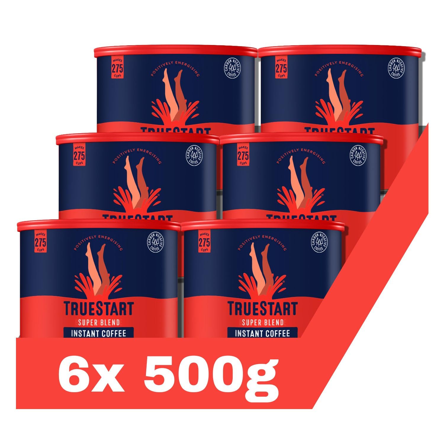 TRUESTARTBarista Grade Super Blend Strong Instant Coffee – (6 x 500g) Premium Freeze-Dried Coffee Granules, Mycotoxin-Free, Antioxidant Rich, Strong & Smooth with 100% Full Flavour
