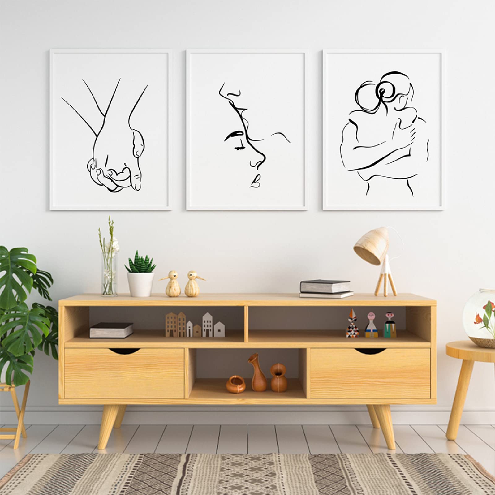 Kbsmx 3 pezzi della tela di canapa pittura moderna decorazione della casa soggiorno camera da letto stampa su tela pittura decorazione della parete immagine, cornice, 50 * 70 * 3 pezzi