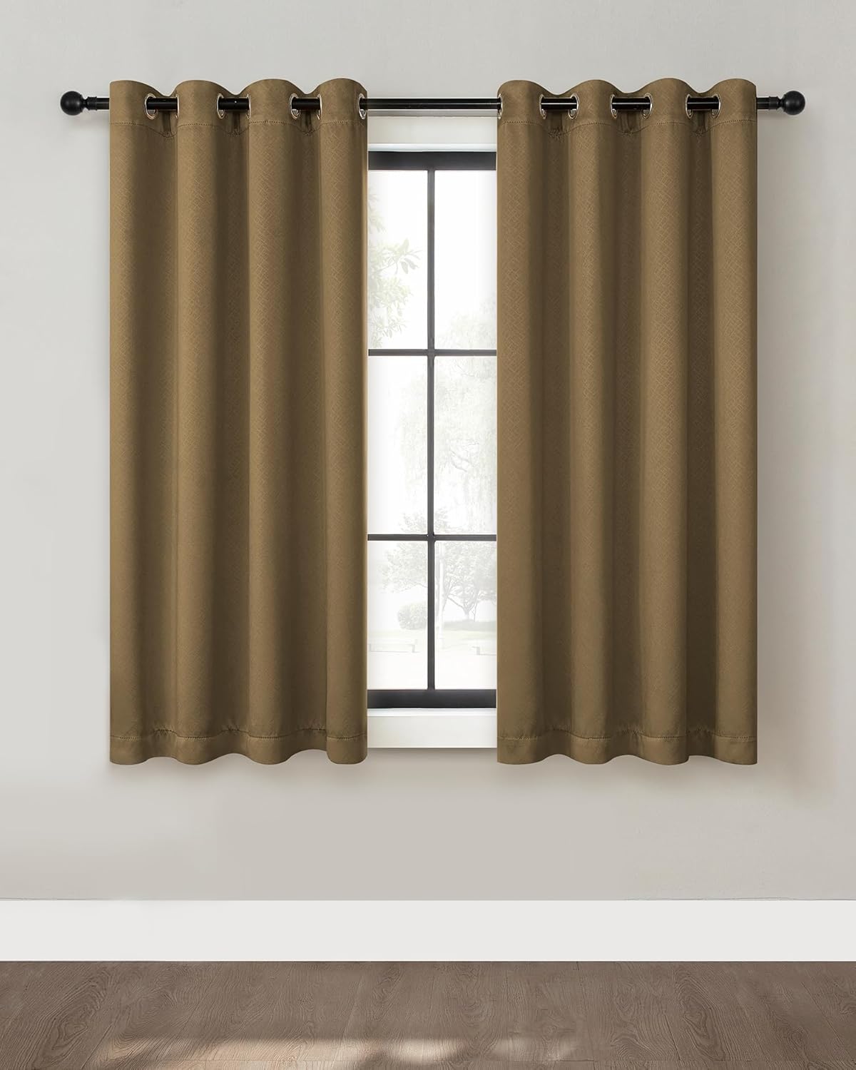 Gold Blackout Curtains for Bedroom and Living Room 2 Panels Set 63 inches Length Thermal Insulate Curtains, Cold or Heat and Full Light Blocking Curtains
