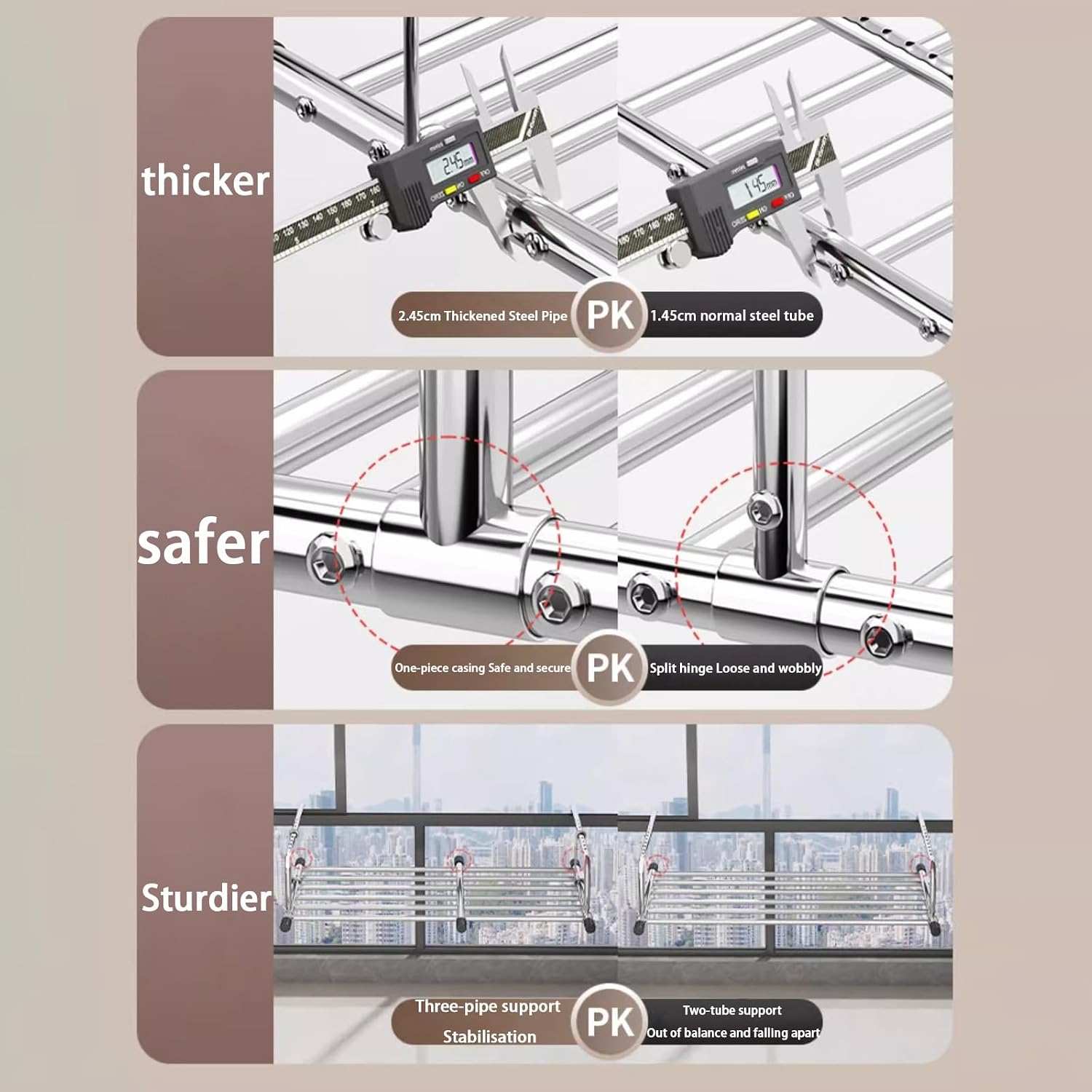 Stainless Steel Folding Drying Rack Retractable Indoor/Outdoor Clothes Airer for Balcony & Windowsill Portable Radiator Clothes Dryer Silver Compact Design