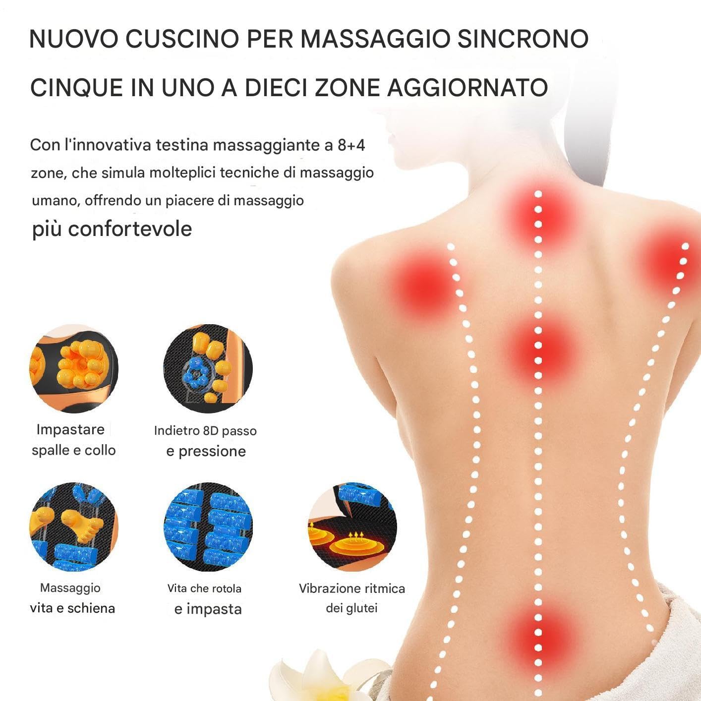 Tappetino Massaggiante Per Tutto Il Corpo 50x165 Cm,Materasso Massaggiante Intelligente A 9 Velocità Con Cuscino Lombare Gonfiabile E Telecomando,Massaggiatore Per Collo E Spalle Per Alleviare