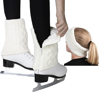مجموعة أجهزة تدفئة وعصابة رأس CRS Cross Leg للتزلج الفني على الجليد بسحاب. نسيج مبطن بالصوف يحافظ على دفء الساقين ورقصة التزلج على الجليد