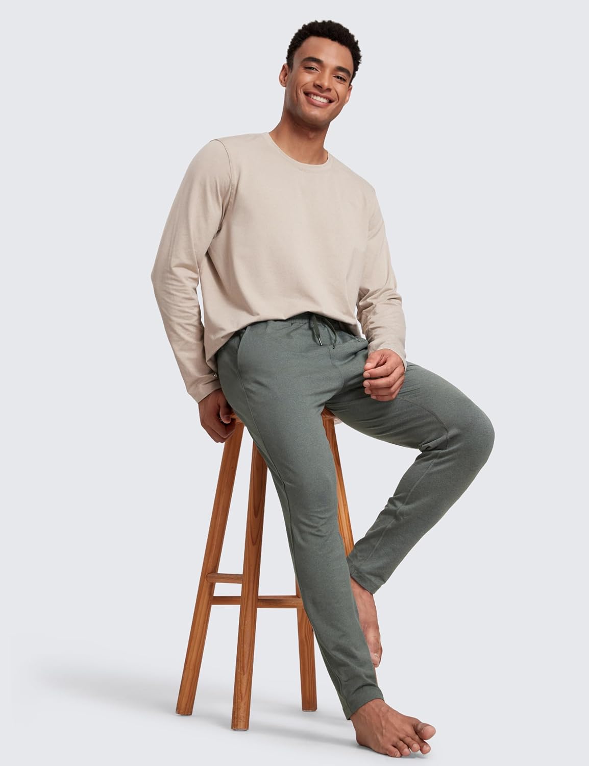 CRZ YOGA Cloud Jersey Lightweight Sweatpants for Men 30" - Workout Casual Yoga Lounge Open Bottom Pants with Zipper Pockets - Image 3