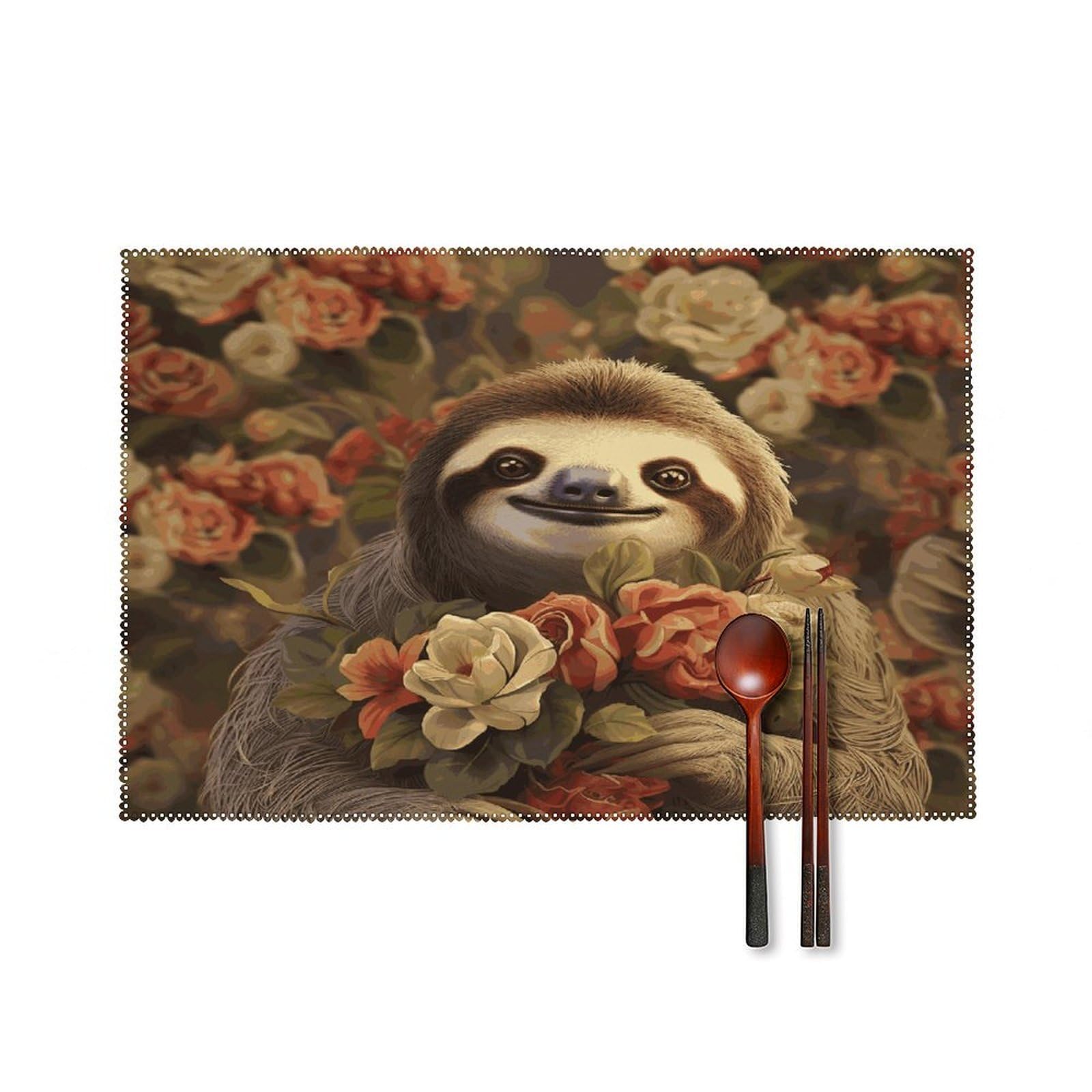 Fekiloot Style Funny Sloths Placemats Set Of 6,Table Mat