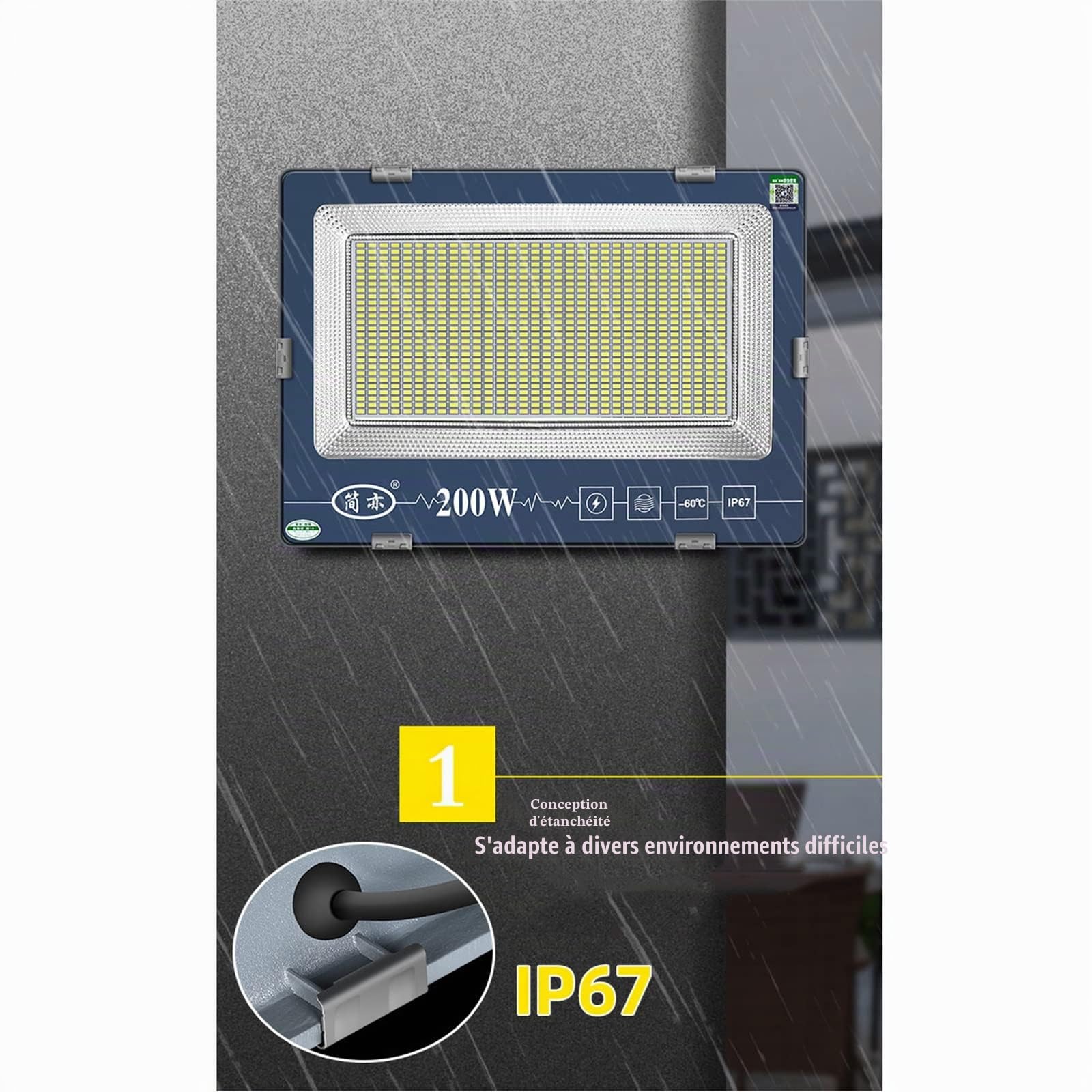Projecteur LED Exterieur 600W 1000W,Lumières D'inondation Lumière Blanche Positive 6500K,4000lm-40000lm,Spot LED 220V IP67 étanche Super Lumineux, 1000W