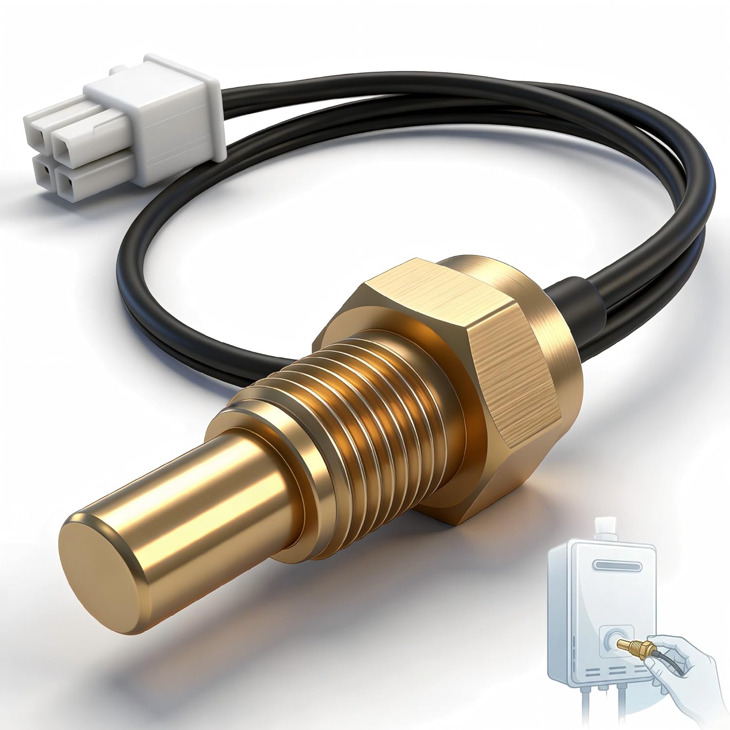 AP19299 Thermistor Chamber Sensor for Rheem Ultra Low NOx Tankless Water Heaters & Boilers - High-Precision Replacement, 11.8" Wire