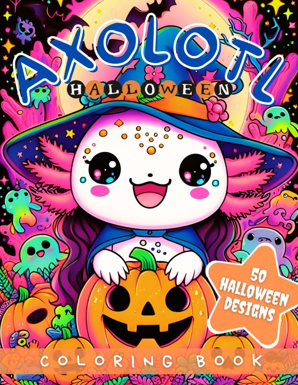 Axolotl Coloring Book for Kids: Halloween Edition
