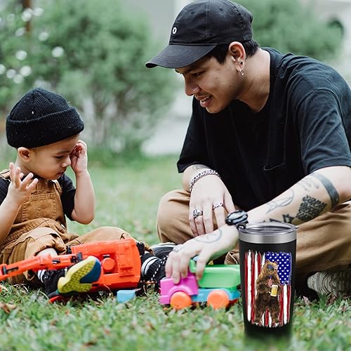 Miniatura 2 de Qtencas Regalos para papá, vaso de viaje con texto en inglés "It's Not a Dad BOD It's a Father Figure" de oso, regalo para el día del padre para