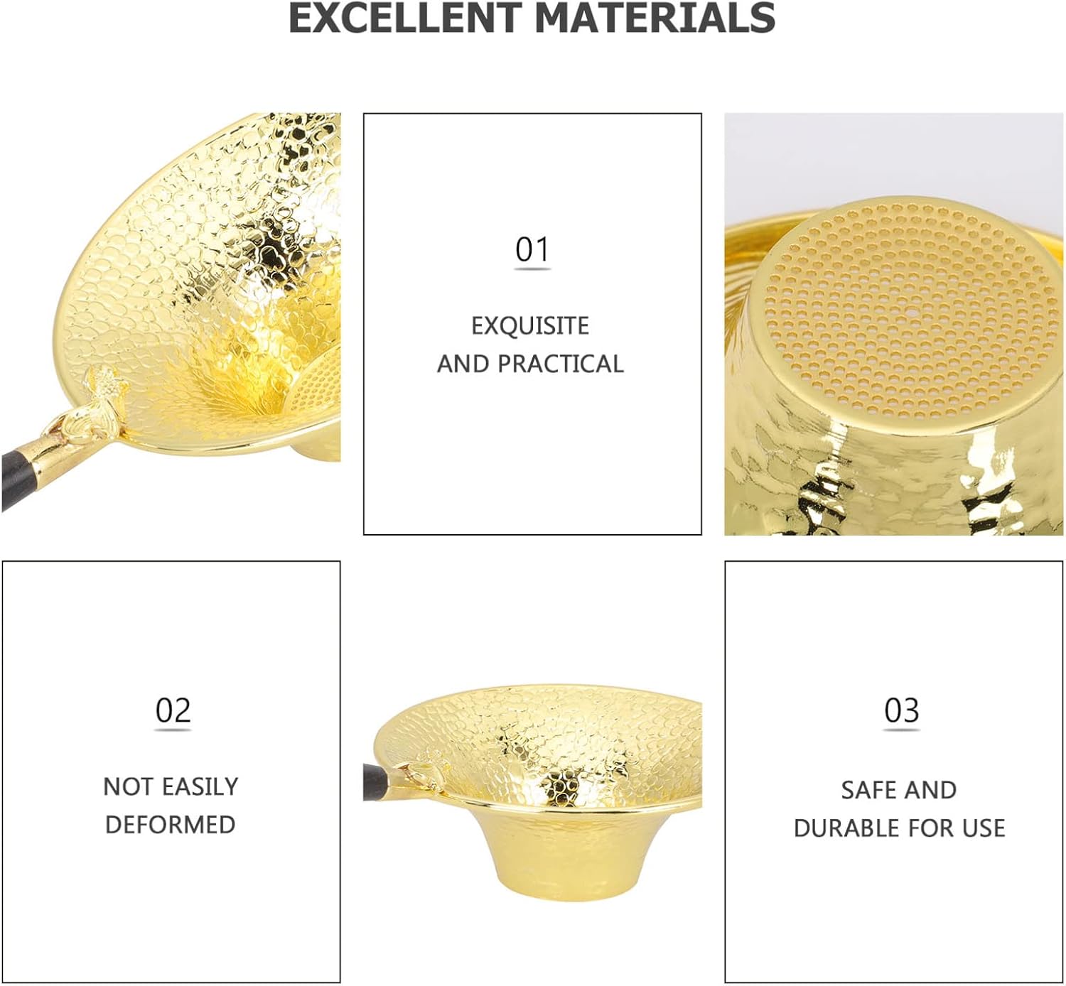 Copper Tea Leaker Tea Infuser for Home Mesh Design Tea Strainer Comfortable Grip Tea Filter Convenient Tea Strainer Long Handle Tea Filter Tea Strainer with Handle Home Tea Infuser