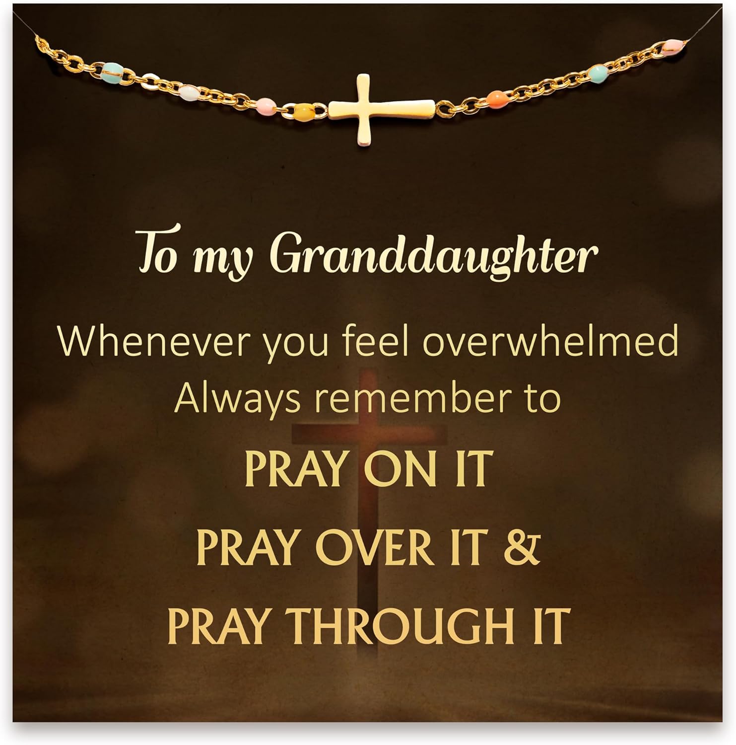 STORYJEWELLERY Granddaughter Gifts, Granddaughter Bracelet, Cross Bracelet, Granddaughters Birthday Gifts from Grandma