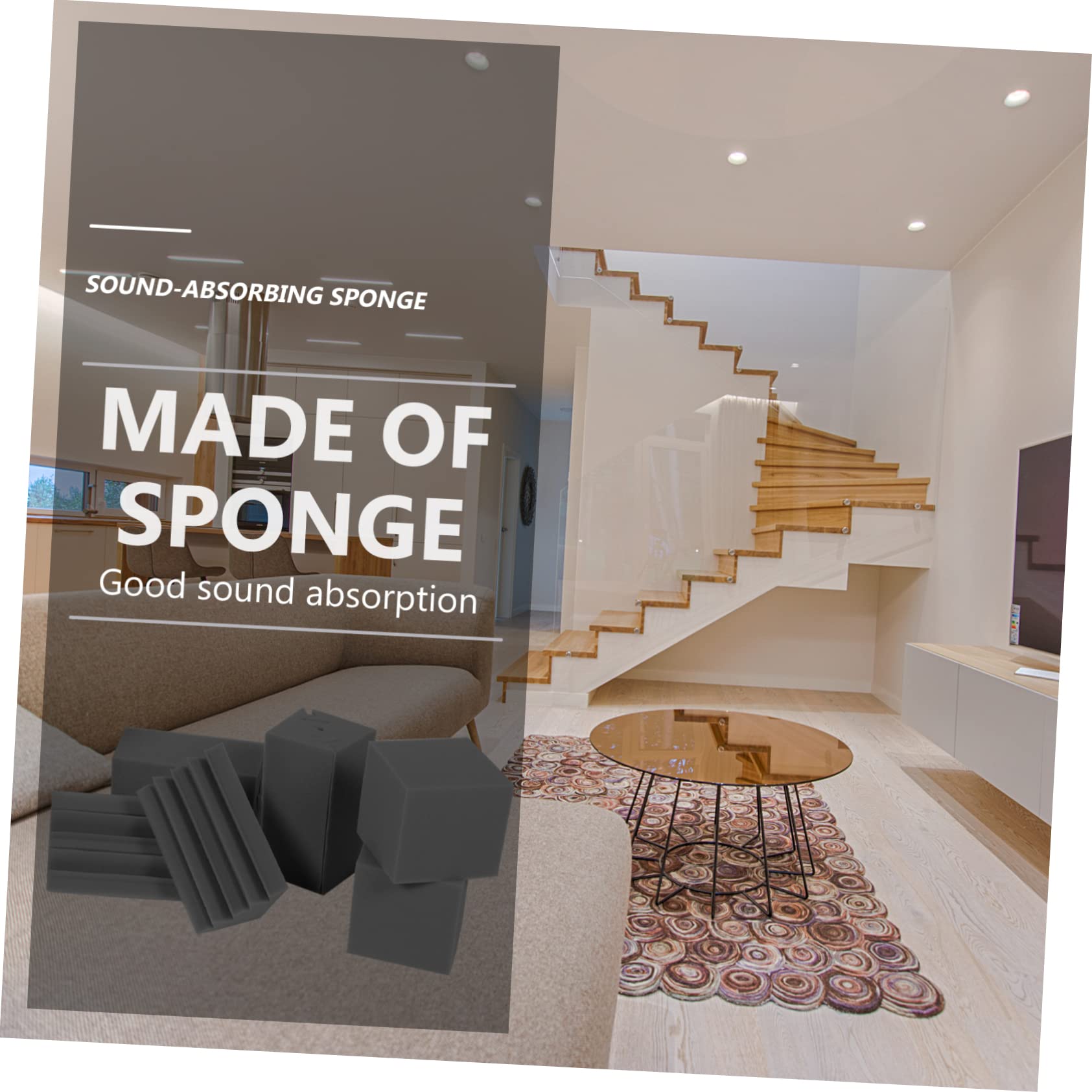 Spugna Fonoassorbente per Bassi 16 Pezzi, Pannelli Neri | Forma Piramide e Cubo, Uso in Cinema Professionali e Concerti, Materiale in Spugna Ignifuga