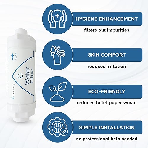 Miniatura 2 de Blooming Filtro de bidé para asientos de inodoro de bidé, sistema de filtración de agua premium para asientos de bidé electrónicos, prolonga la vida