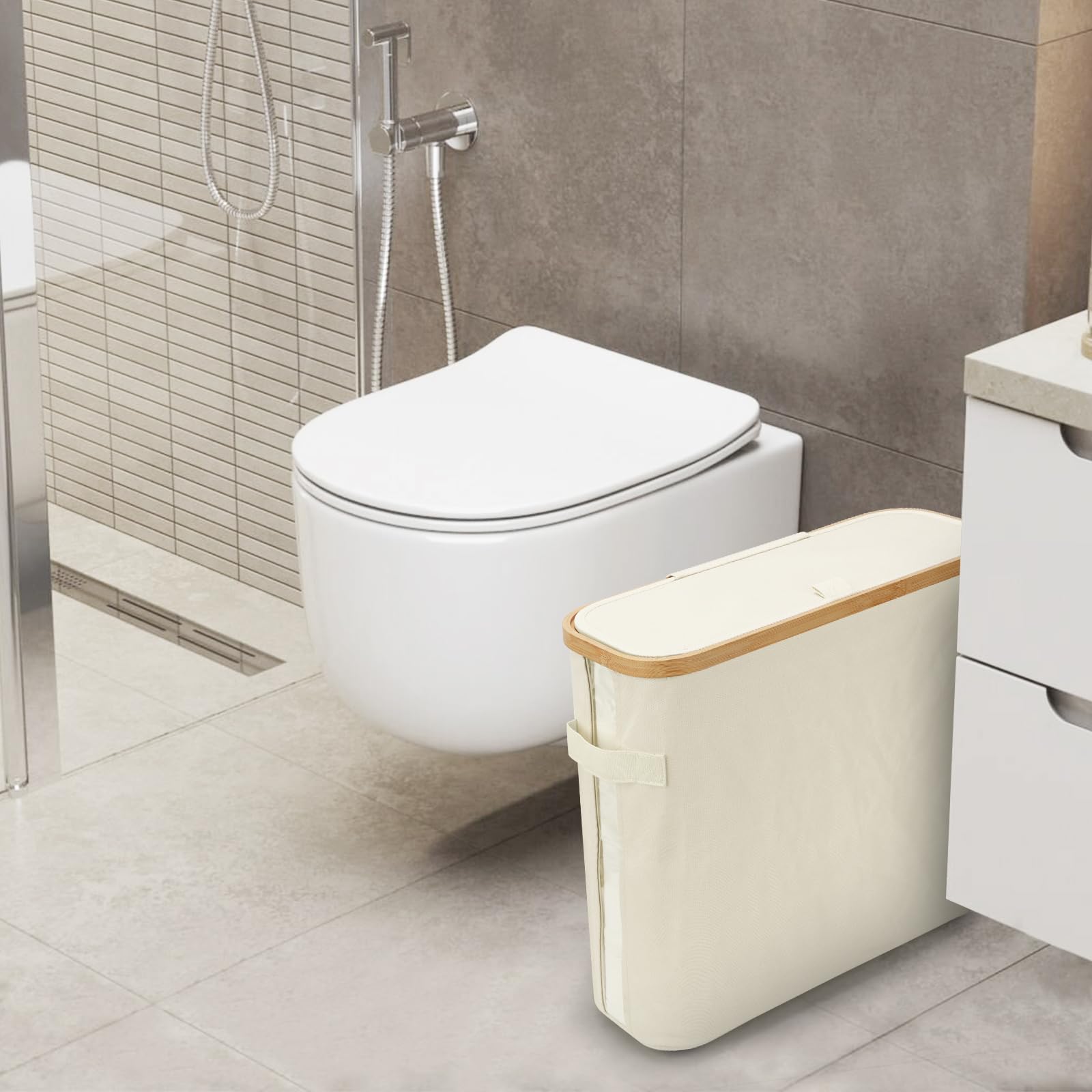 Toilettenpapier-Aufbewahrungskorb Mit Deckel – Platzsparend, Hält Bis Zu 12 Rollen – Beige