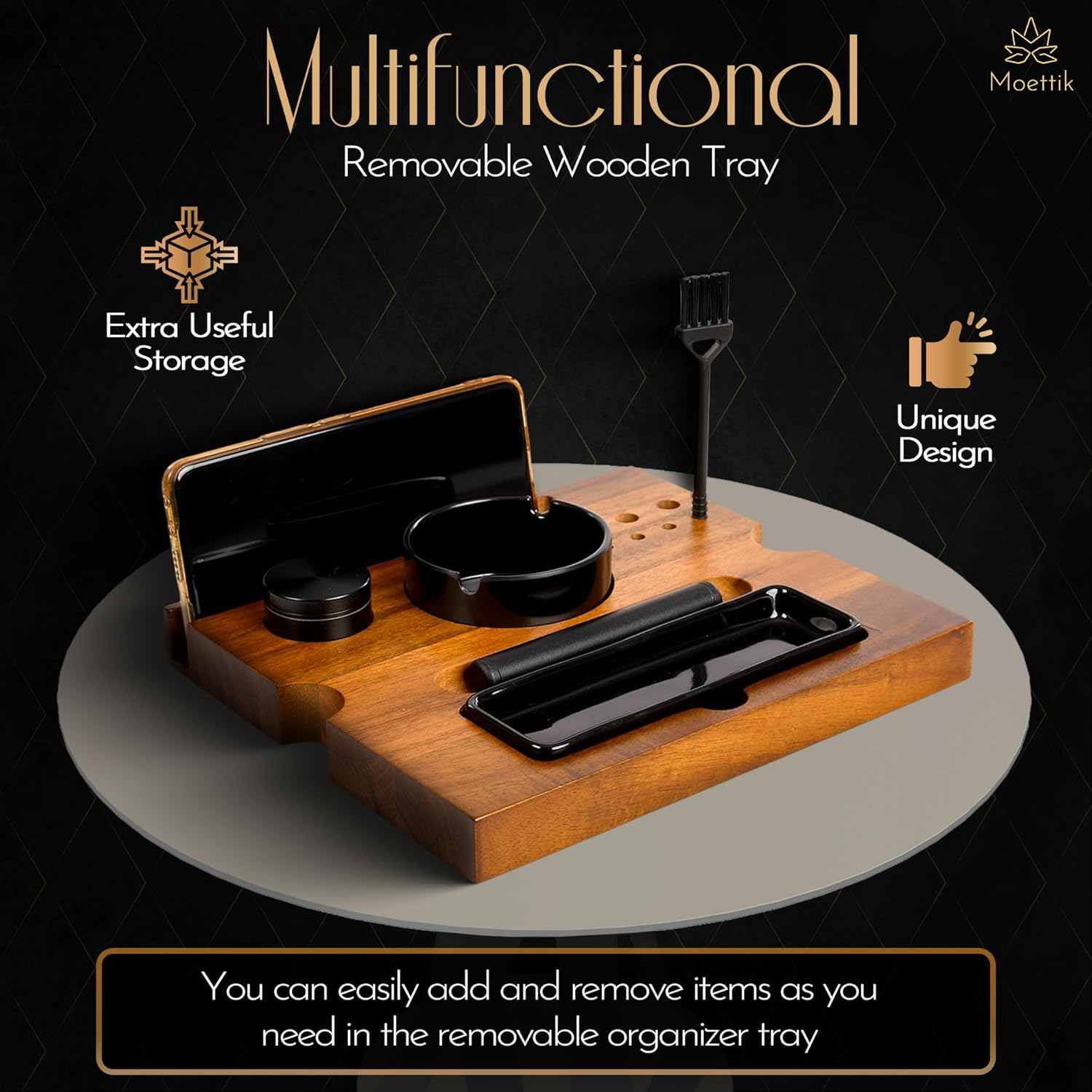 Premium Acacia Wood Storage Box with Combination Lock – Large Organizer with Removable Tray and Accessories-Upgraded Lock Brown