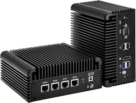 CWWK Mini PC, Firewall Mini PC, Celeron J4125, Firewall Router, 4 x Gigabit LAN, RS232 Serial Port, Industrial Fanless PC, OPNsense Micro Appliance, Fanless Mini PC, No RAM/SSD/OS, mSATA, SATA3.0