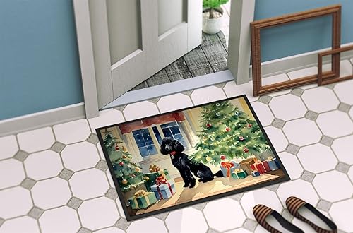 Miniatura 4 de Caroline's Treasures DAC2724MAT Poodle Cozy Christmas Doormat Front Door Mat Indoor Outdoor Rugs for Entryway, Non Slip Washable Low Pile, 18H X 27W