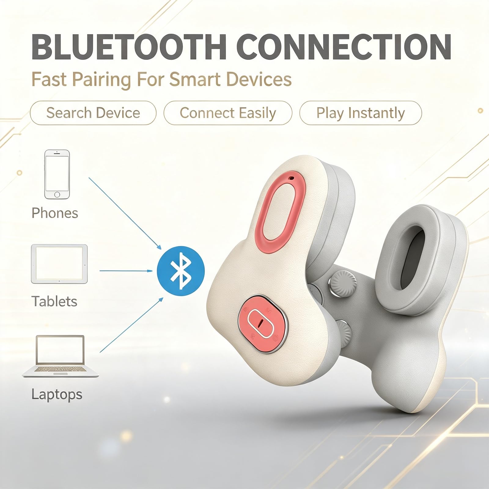 Nackenmassagegerät mit Bluetooth Kopfhörern, ANC Geräuschunterdrückung, Massierendes Nackenkissen, Nackenstützkissen Auto, Memory‑Schaum Nackenkissen Reise für Zuhause, Reisen, Büro，2 Stück