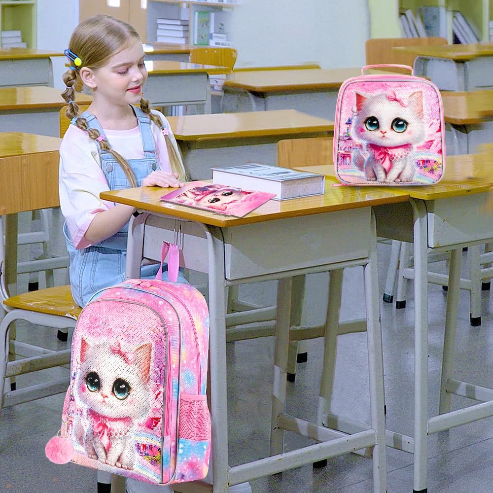 WZLVO Kids Backpack for Girls,Prechool Elementary Kindergarten School Bookbag and Lunch Box