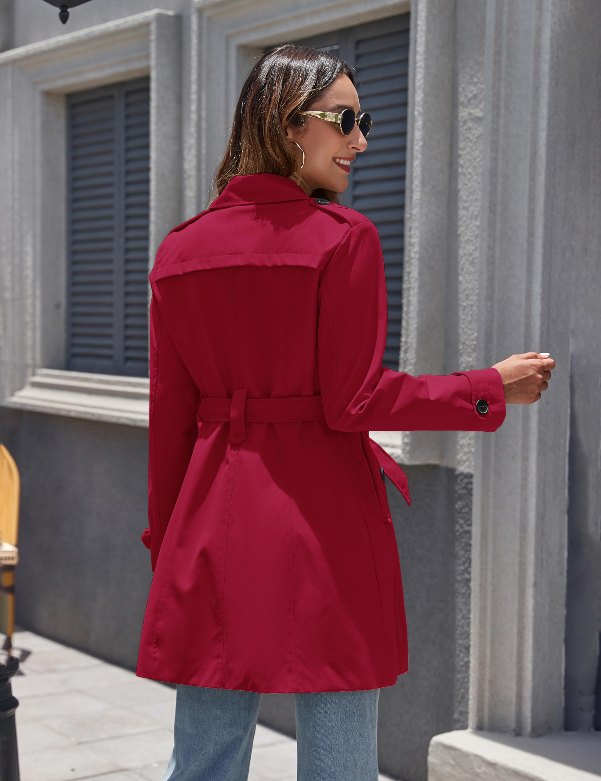 Wantdo Jacke Damen Frühling Lang Trenchcoat Slim Fit Gürtel Mantel