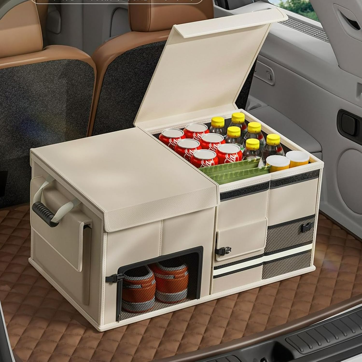 Car Trunk Storage Box Space-Saving Collapsible Vehicle Organizer Bin for Car Boot, SUV & Truck Cargo Area (White,60L)