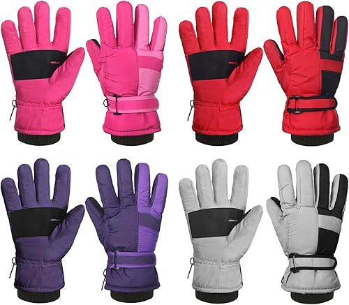 4 pares de guantes de nieve de invierno para niños impermeables guantes de esquí para niños guantes de invierno cálidos guantes de viento para niños