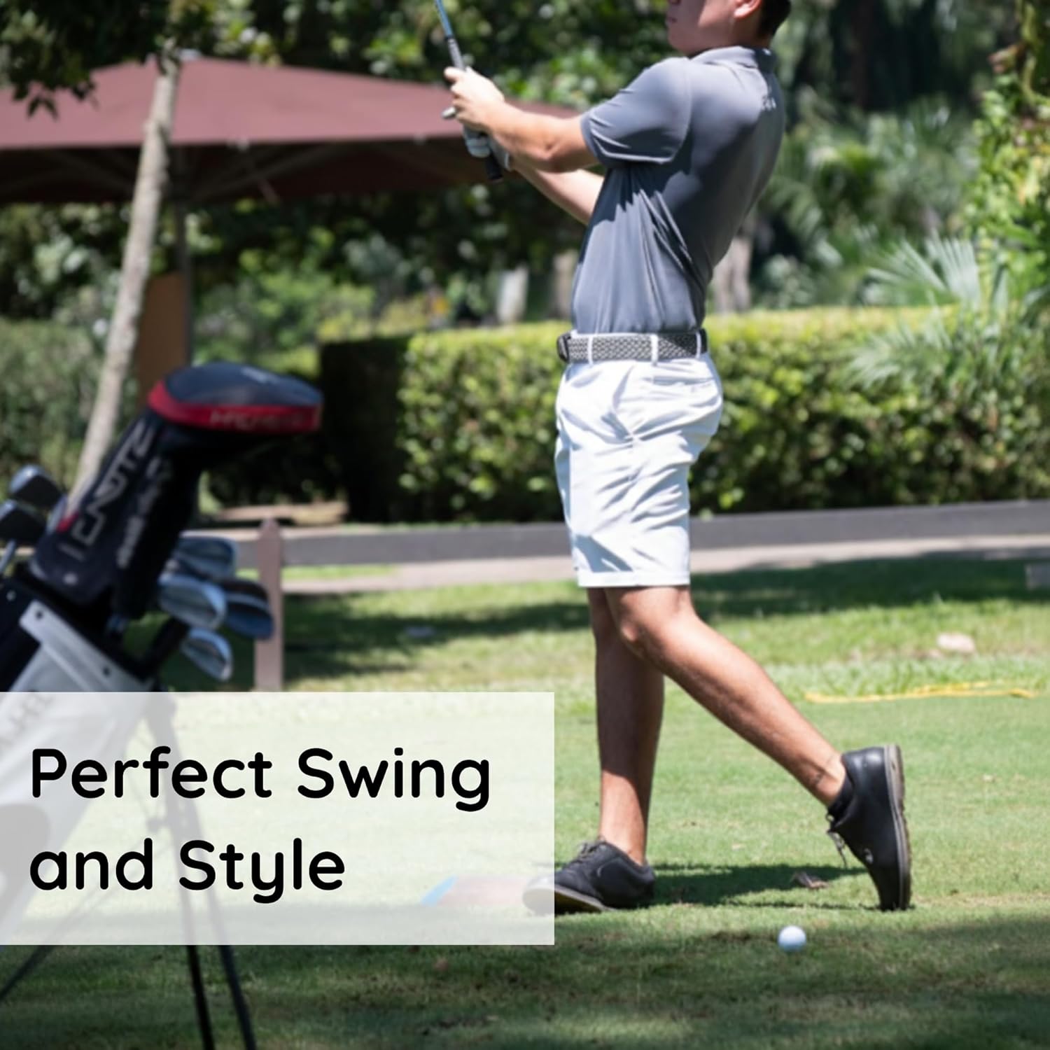 Golf Belts for Men - Classic Braided Belt for Jeans, Pants and Slacks, Gifts for Him (Grey) - Image 5