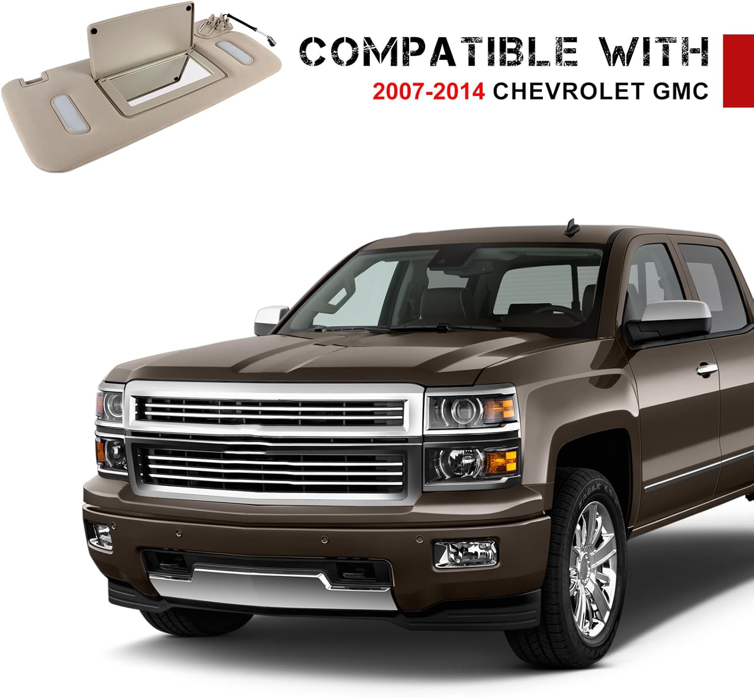 Left Driver and Right Passenger Side Sun Visor Compatible with Chevrolet GMC 2007 2008 2009 2010 2011 2012 2013 2014,Sunvisor Replaces 22850306 22850310(Gray)