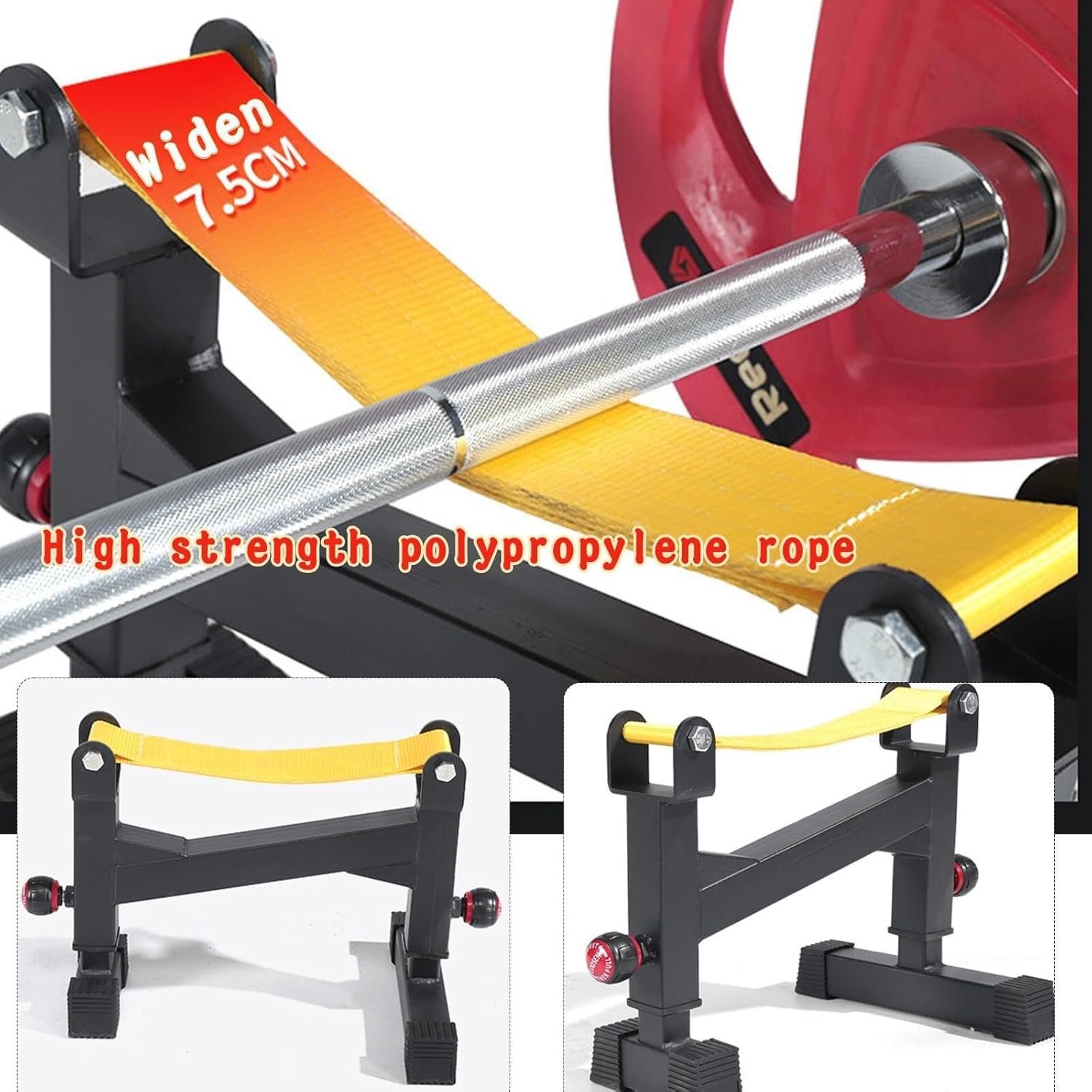 Adjustable Barbell Holder Floor Stand Gym Deadlift Platform for Home Use - Bench Press Rack with Height Adjustment 30-40cm (Black Two)