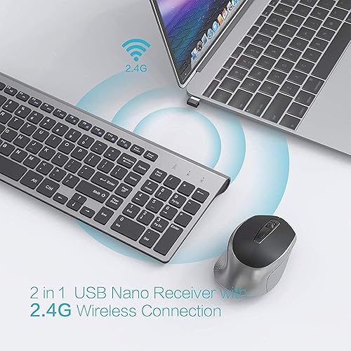 Miniatura 2 de J JOYACCESS - Combo de teclado inalámbrico y mouse ergonómico, 2.4G, mouse inalámbrico ergonómico para PC, Windows, laptop, escritorio, Chromebook,