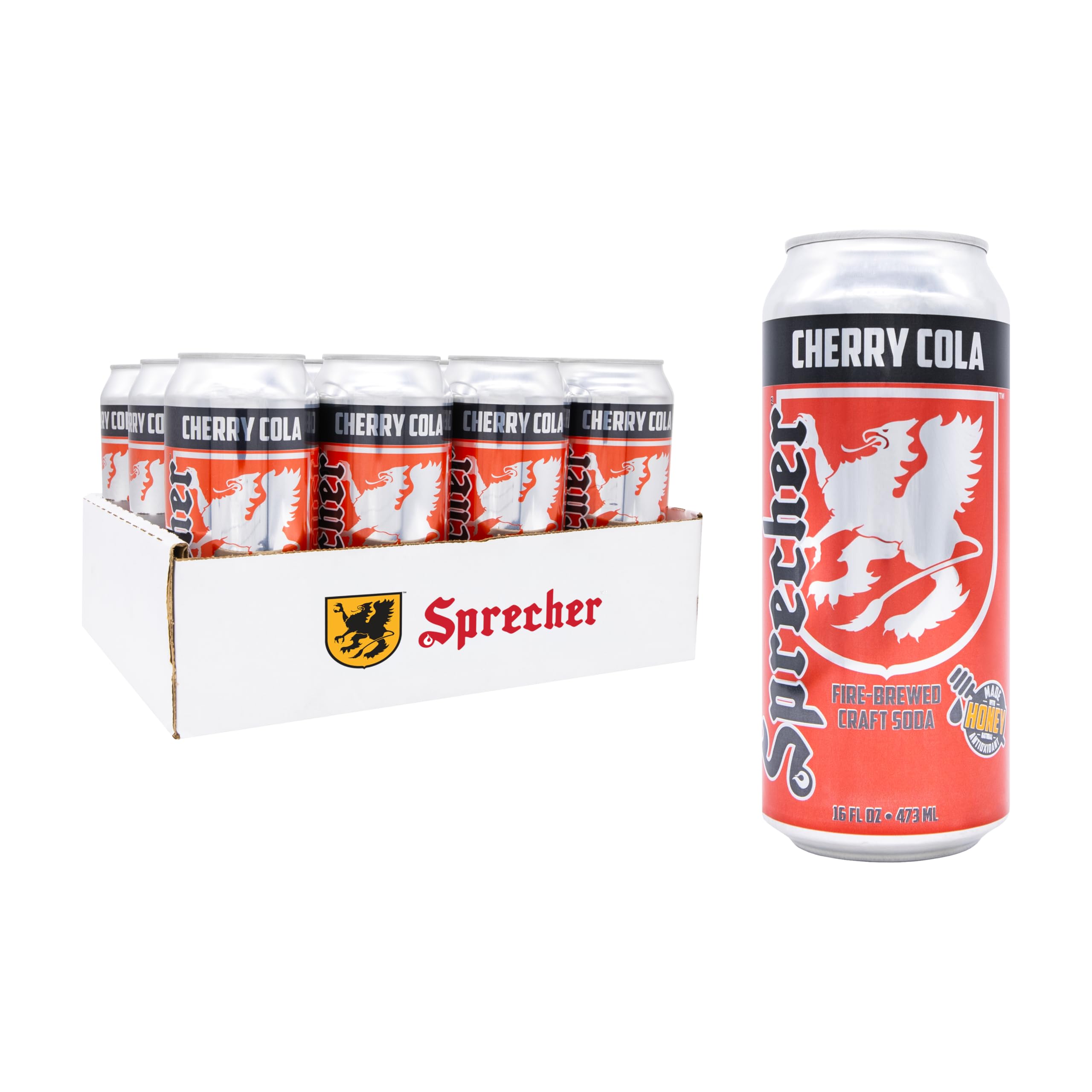 Sponsored Ad - Sprecher Cherry Cola Craft Soda – Fire-Brewed with Real Honey & Door County Cherry Juice, 16 fl oz Cans (12 Pack) – Handcrafted, Caffeine-Free, Gourmet Beverage