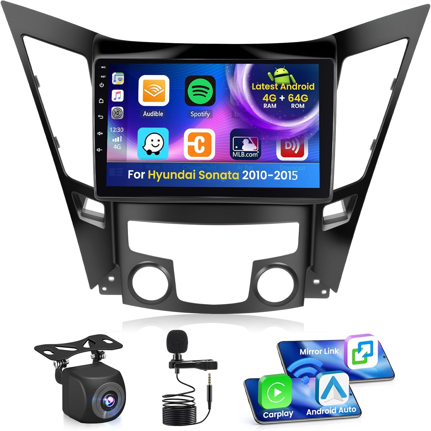 4G 64G Radio for Hyundai Sonata 2010-2015 CarPlay Car Stereo Android 15 IPS 9" Touchscreen Android Auto Backup Camera Bluetooth 5.0 GPS EQ 13UI