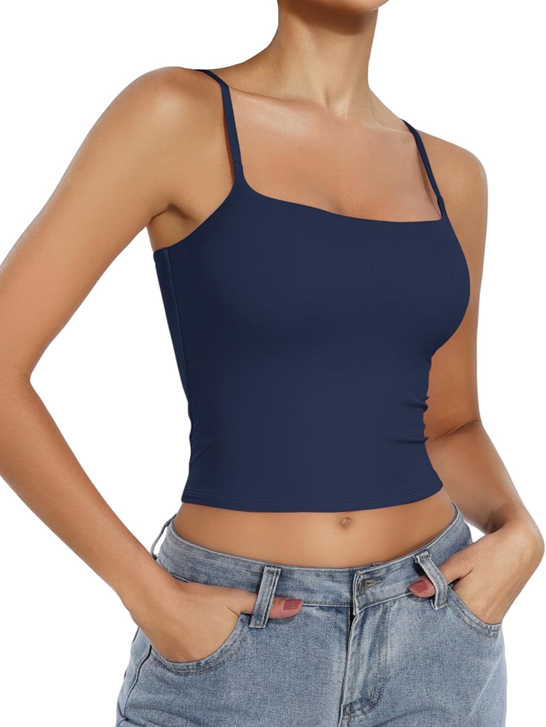 Avidlove Camisole Tank Tops for Women Square Neck Spaghetti Straps Double Lined Y2K Going Out Cami Top - Image 4