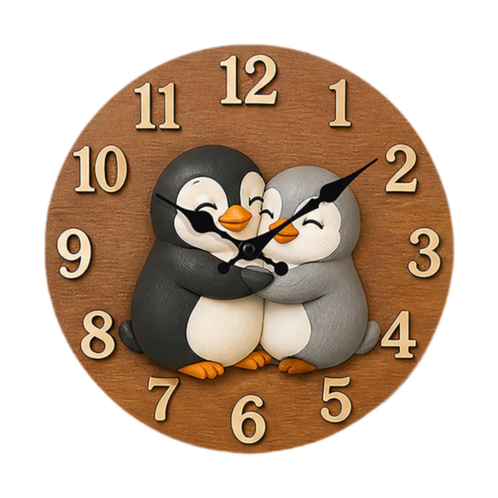 Horloge murale silencieuse manchot 30cm déco chambre mariage