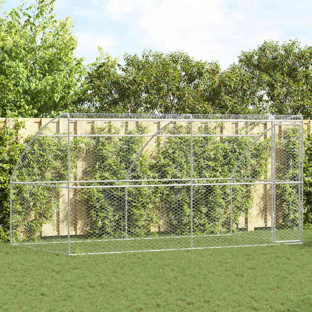 Juego de 2 perreras de acero galvanizado, 4 x 2 x 2 m, resistente a la intemperie, protección y seguridad para cachorros y mascotas en el jardín, con sistema de cerrojo con cerradura y techo