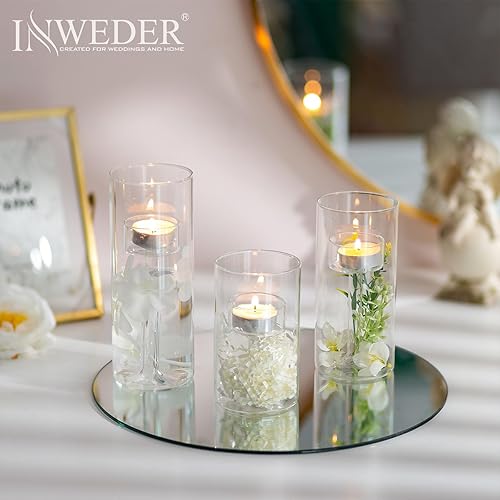 Miniatura 5 de Portavelas de cristal para velas: 3 portavelas votivas transparentes cilíndricos modernos para velas de té de huracán, portavelas para bodas