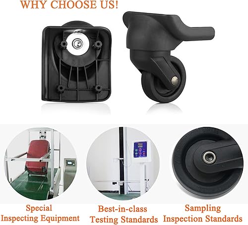 Miniatura 6 de Ruedas de repuesto para maletas, juego de 2, ruedas de equipaje de repuesto para maleta izquierda y derecha para maleta, estuche de aduanas de