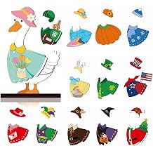 Interchangeable Seasonal Animal Wooden Decor Set with Magnetic Hats&Accessories, Cute Cat Wooden Sign Desk Decor, DIY Farm Animal Tabletop Stand, Holiday Home Office Tiered Tray Decoration Gift