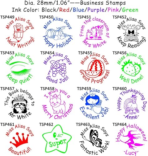 Miniatura 4 de Sello personalizado para maestro, 4 unidades, sellos personalizados, español, francés, holandés, inglés, sellos de nombre