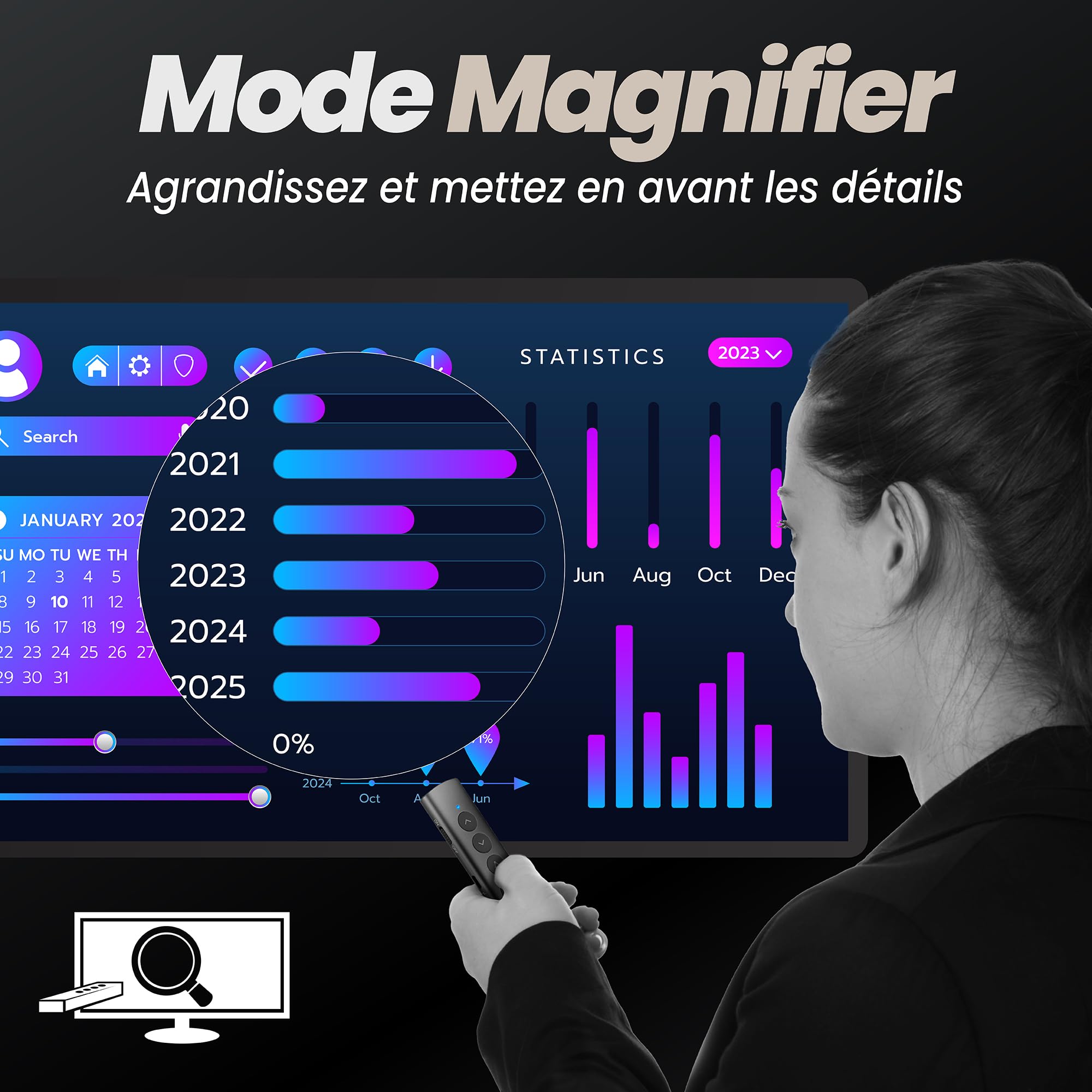T'nB Télécommande de présentation Spotlight Rechargeable Aluminium Gris