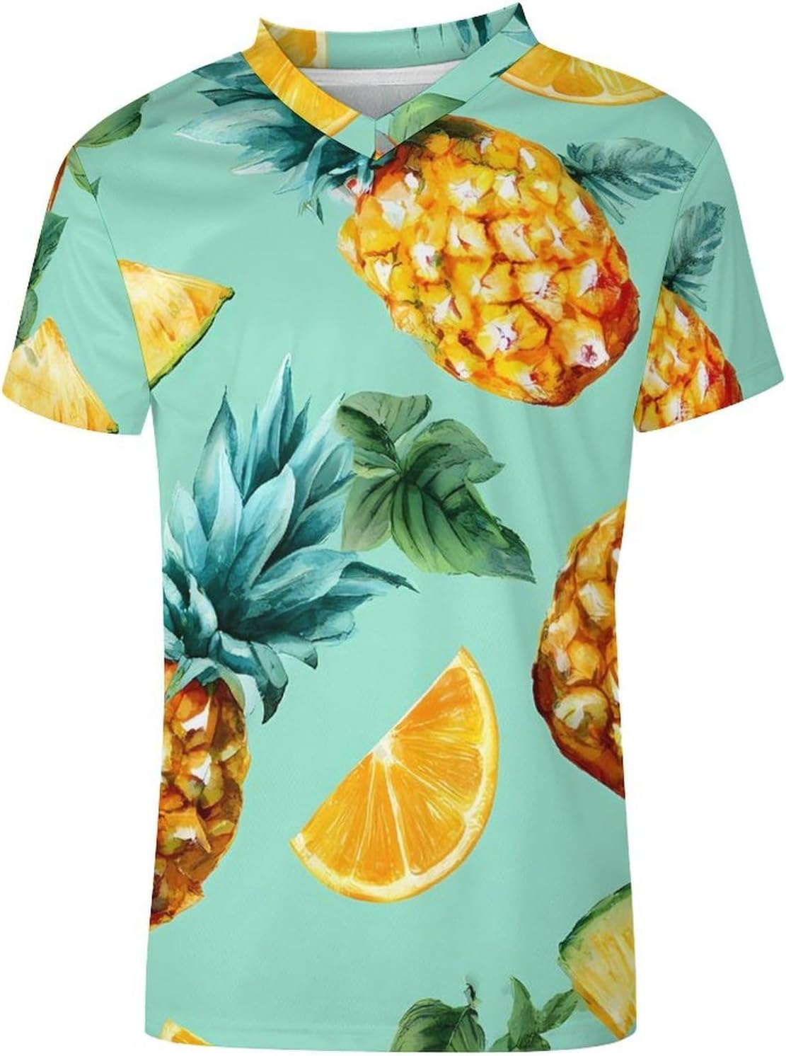 Pineapples Cut Fruit Personalized Soccer Jersey Mens T-Shirts Sports Tops | Breathable Mesh Football Fan Custom Uniform Summer Short Sleeve V-neck